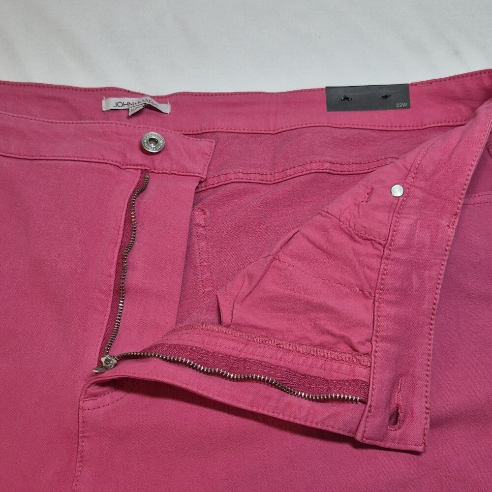 John Mark Women's Jeans Pants 22W Stretch Frayed Raw Fringe Ankle Fuchsia (11) - Picture 6 of 16